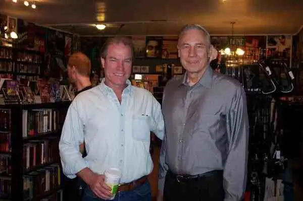 With Bela Lugosi, Jr., at a Basil Gogos book signing event at Dark Delicacies book store.